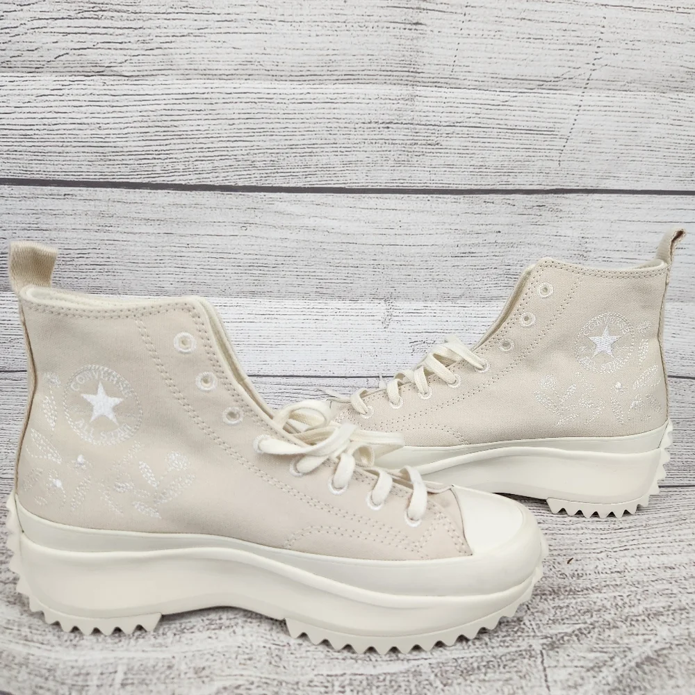 Converse Run Star Hike Platform Embroidered Floral - Natural Ivory/Egret/White